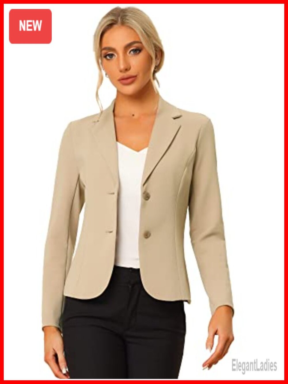 Knit Stretch Blazer Long Sleeve Notch Lapel Office Business Casual